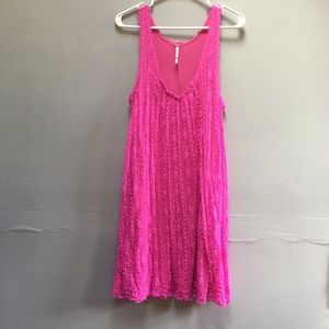 Free People hot pink lace mini sundress LARGE